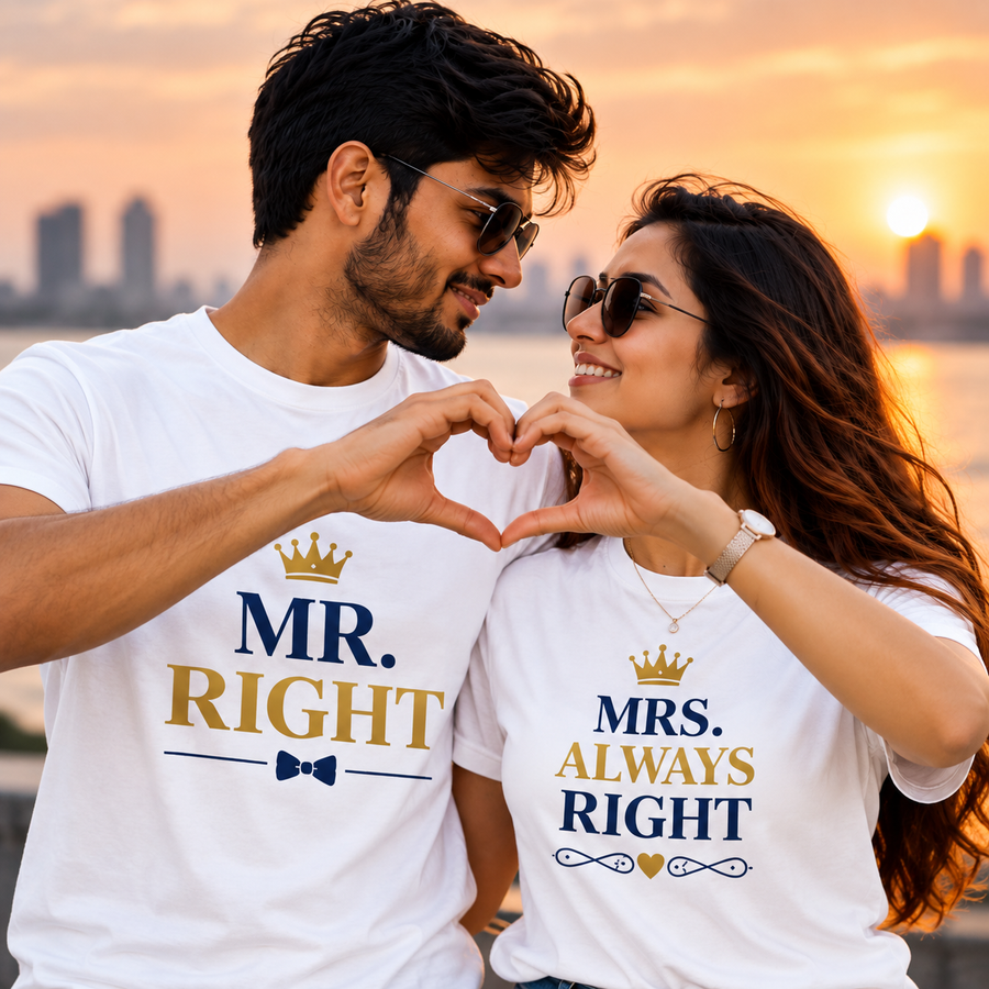 Mr. Right & Mrs. Always Right Couple T-Shirt Pair