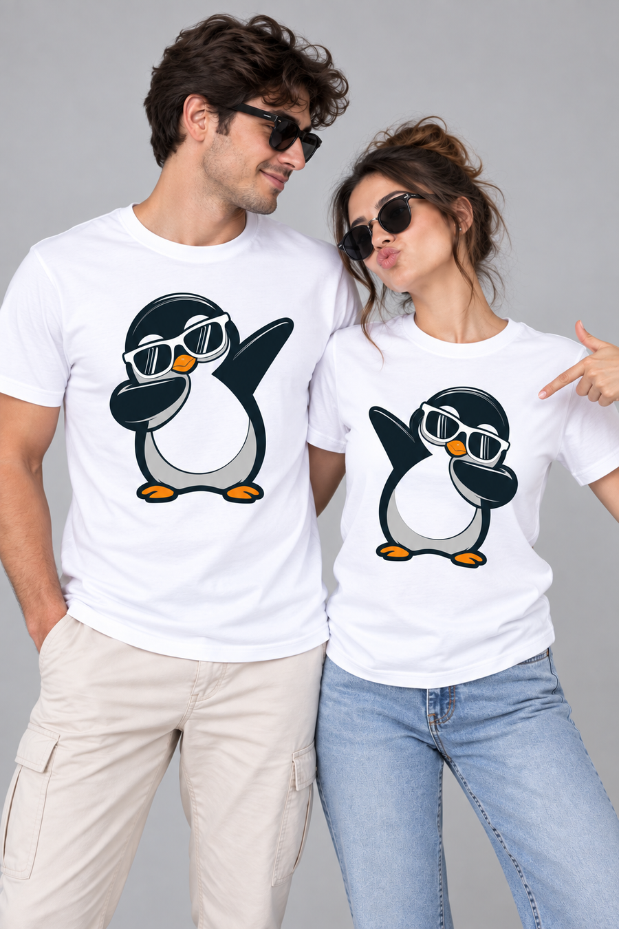 Naughty Penguin Couple T-Shirt Pair