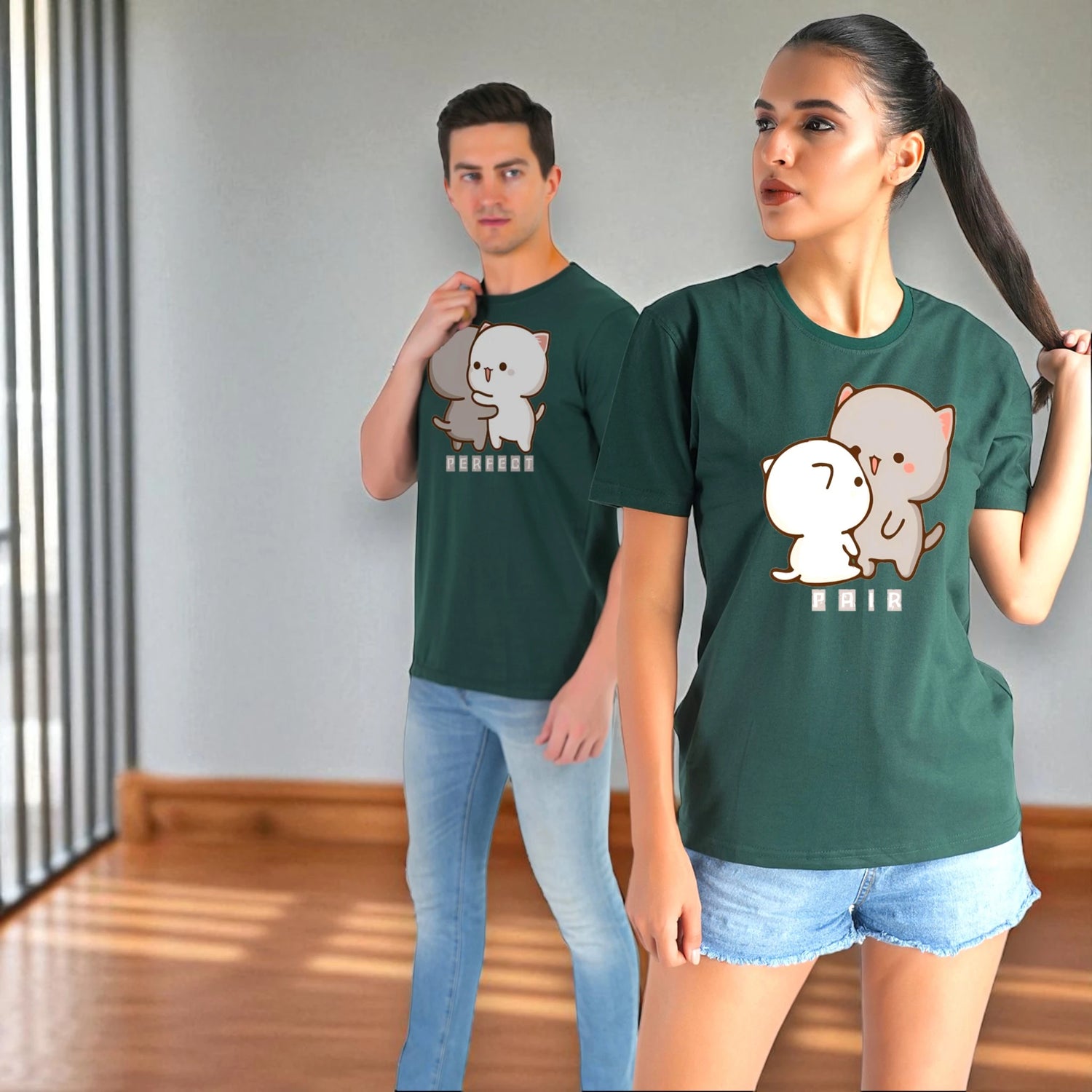 Perfect Pair Couple T-shirt green side view