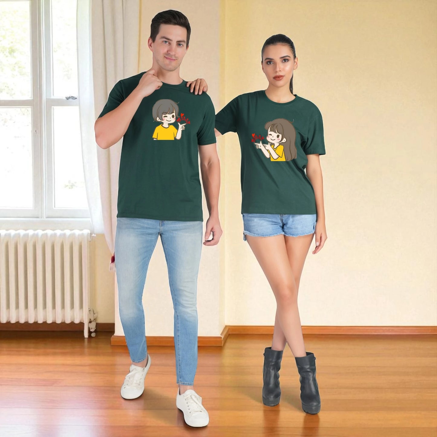 Willy Nilly Fun Couple T-shirt green full view