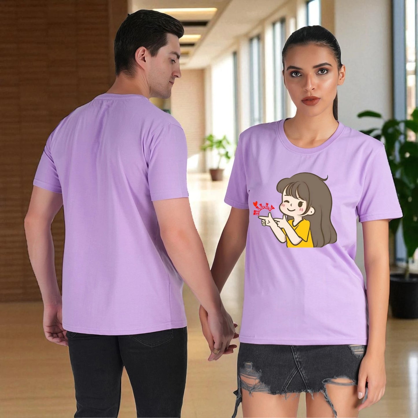 Willy Nilly Fun Couple T-shirt purple front-back view