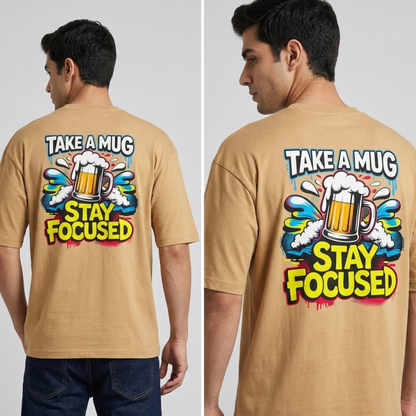 Stay Focused Front & Back Printed Premium Men’s Oversized T-Shirt – Relaxed Fit