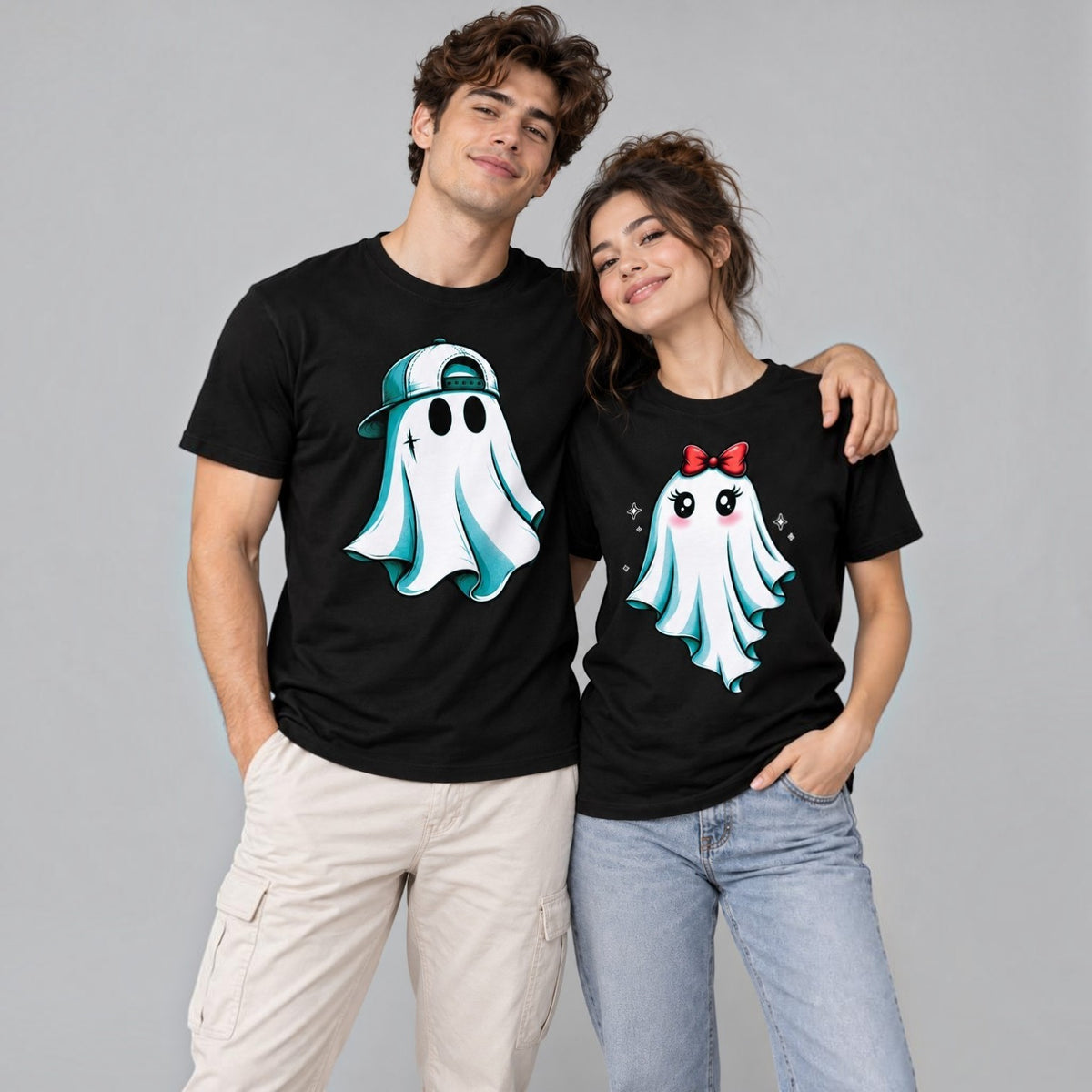 Cute Ghost Couple T-Shirts Pair