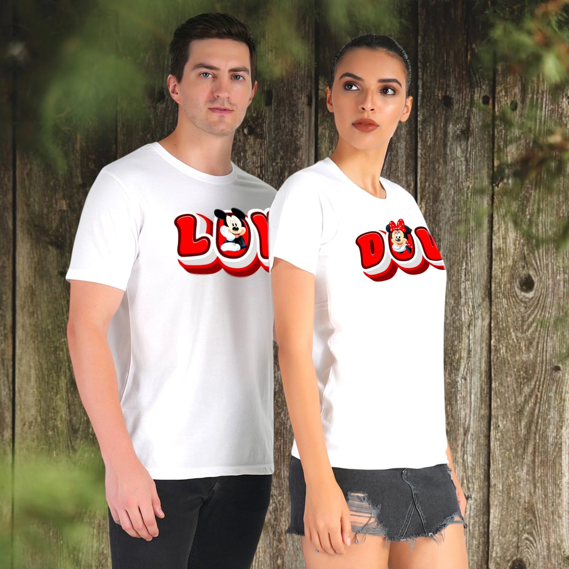 Lovy Dovy couple T-shirt white side view
