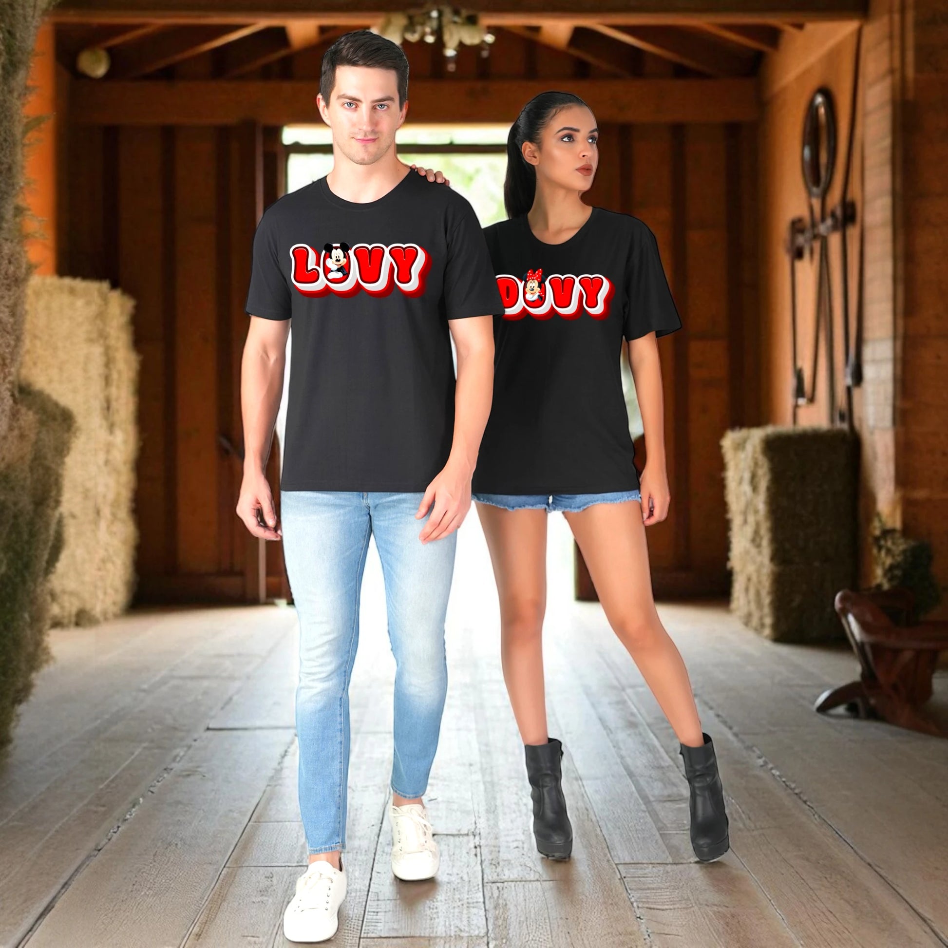 Lovy Dovy couple T-shirt black full view