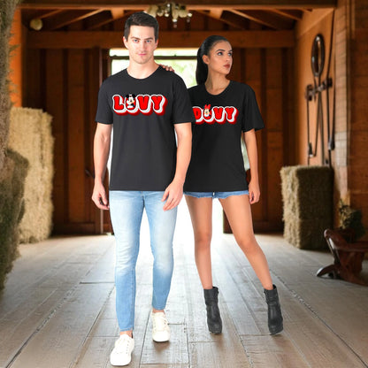 Lovy Dovy couple T-shirt black full view