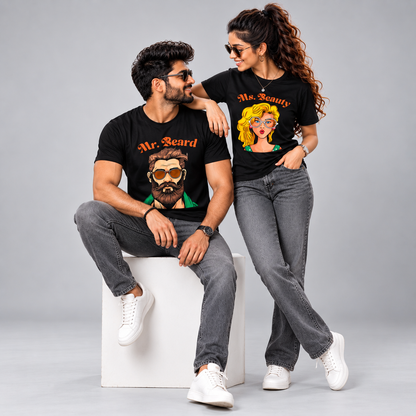 Mr. Beard & Ms. Beauty Couple T-Shirts Pair