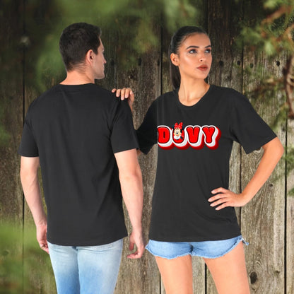 Lovy Dovy couple T-shirt Black front-back view