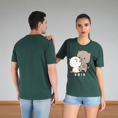 Perfect Pair Couple T-shirt green front-back view