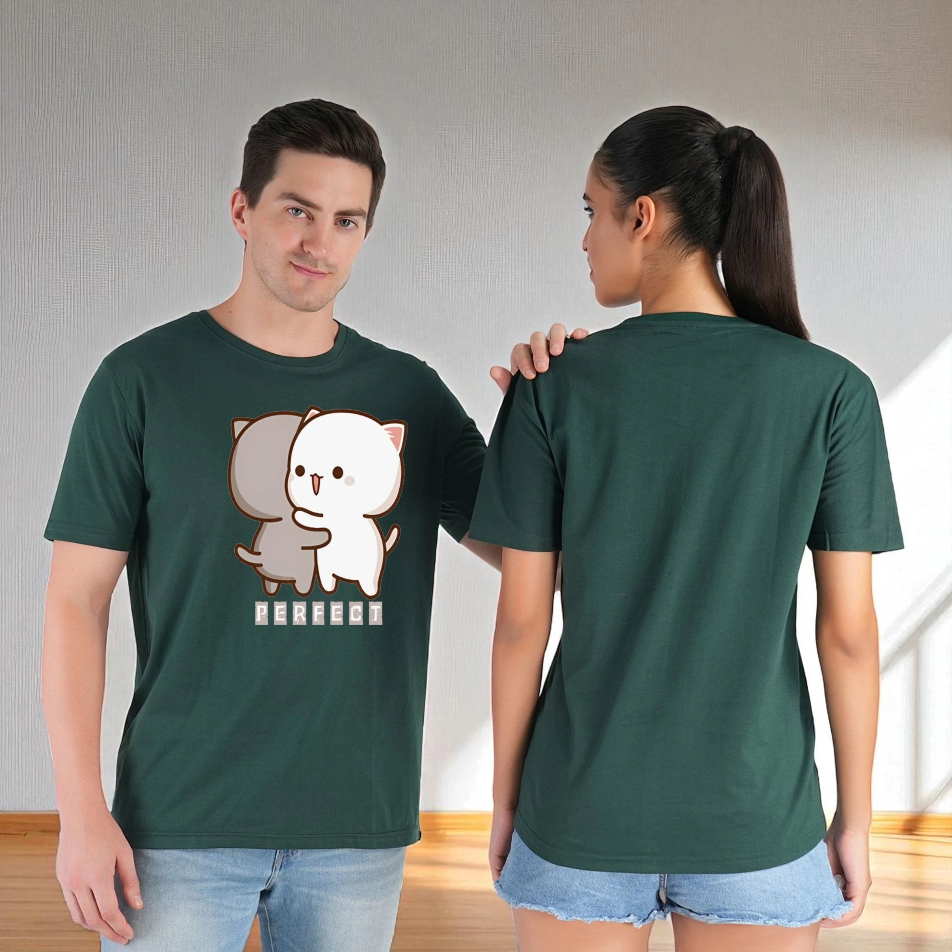 Perfect Pair Couple T-shirt green front-back