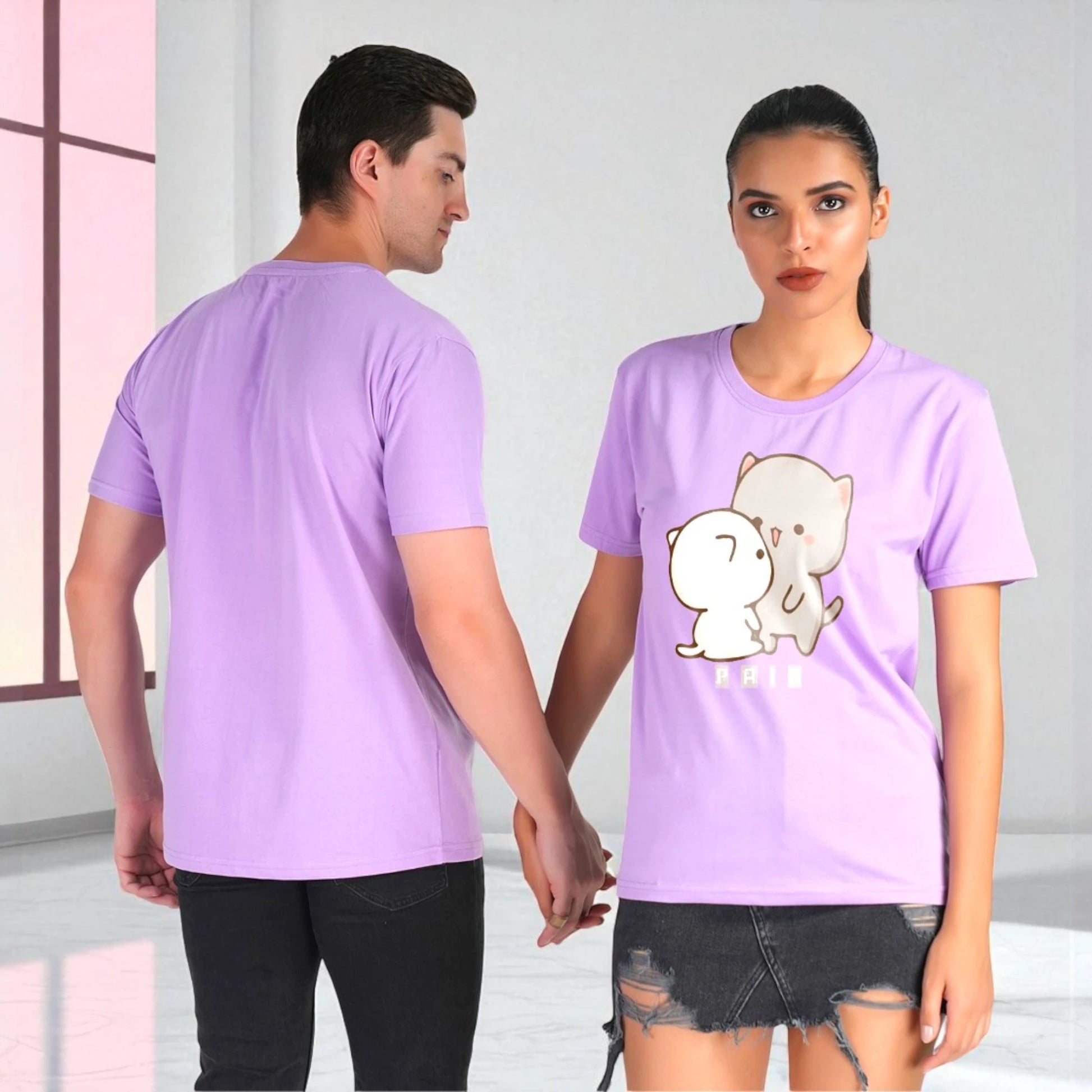 Perfect Pair Couple T-shirt purple front-back view