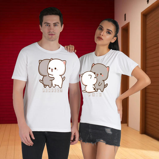 Perfect Pair Couple T-shirt white front view