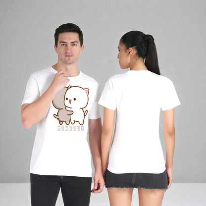 Perfect Pair Couple T-shirt white front-back view