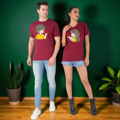 Willy Nilly Fun Couple T-shirt maroon full view