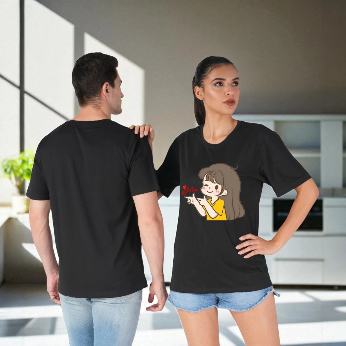 Willy Nilly Fun Couple T-shirt black front-back view