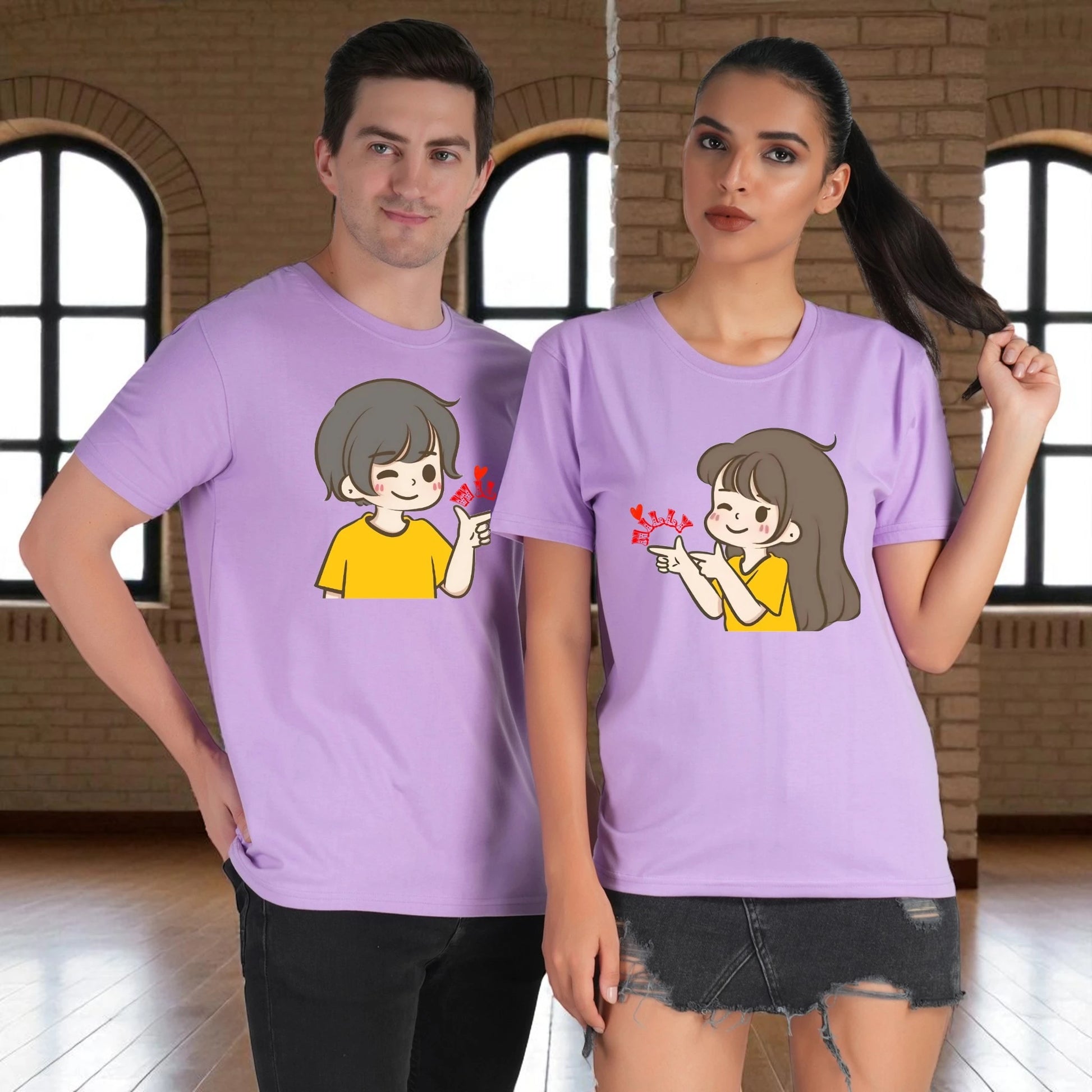 Willy Nilly Fun Couple T-shirt purple front view